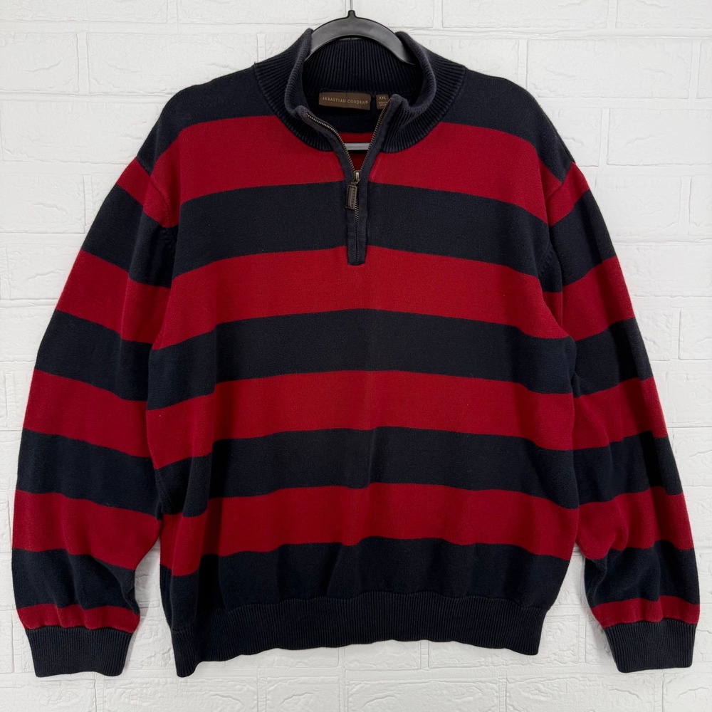 Sebastian Cooper Quarter Zip Sweater Mens XXL Preppy Pullover